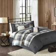 JLA Grey Herringbone Comforter Set with Decorative Pillows