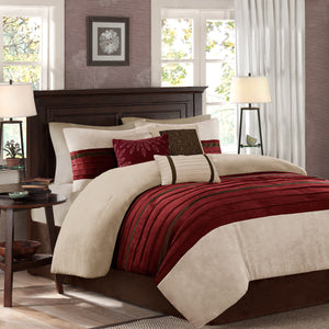 JLA Red Faux Suede Comforter Set with Hypoallergenic Fill