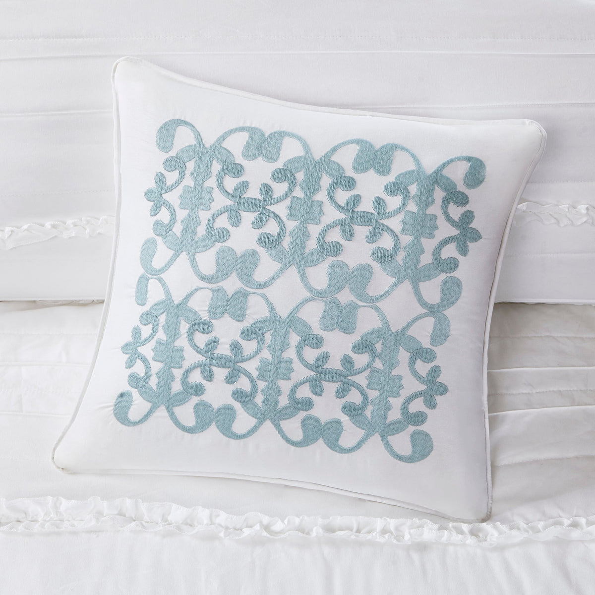 JLA White Microfiber Ruffled Comforter Set with Decorative Pillow - view 11
