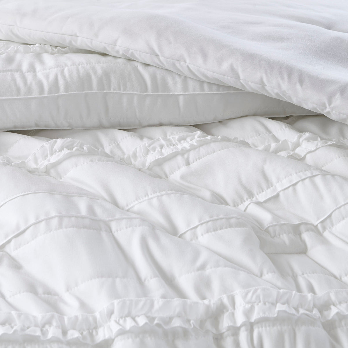 JLA White Microfiber Ruffled Comforter Set with Decorative Pillow - view 5