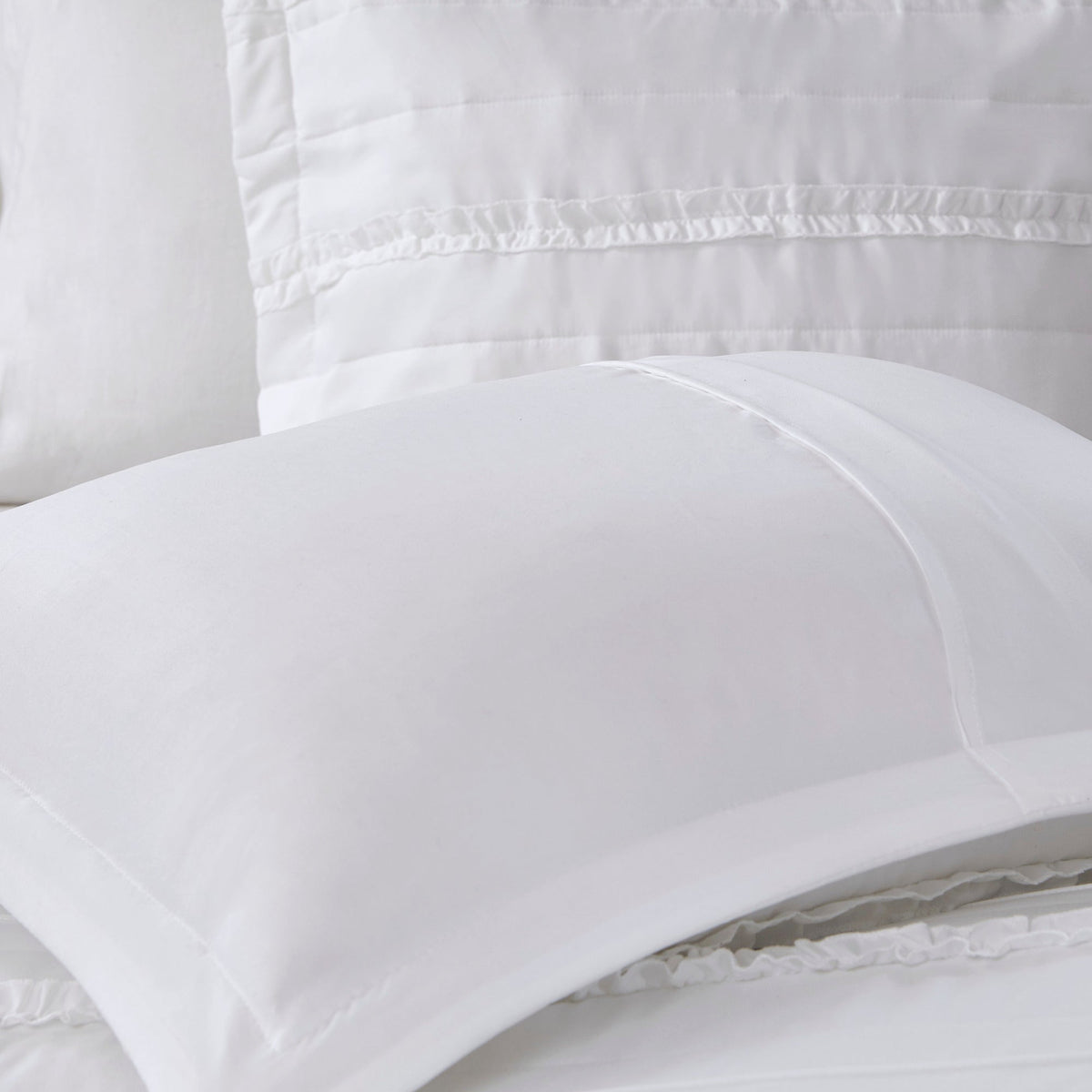 JLA White Microfiber Ruffled Comforter Set with Decorative Pillow - view 7