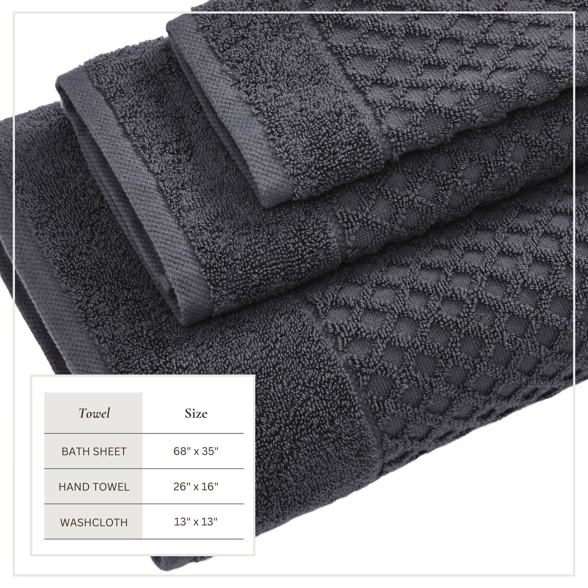 Cotton Diamond Waffle Weave Bath Towel Set - Grayson Collection