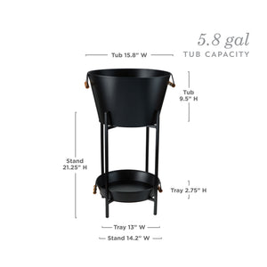 Black Beverage Tub with Stand & Tray