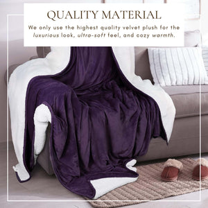 Velvet Plush Sherpa Bed Blanket by Great Bay Home