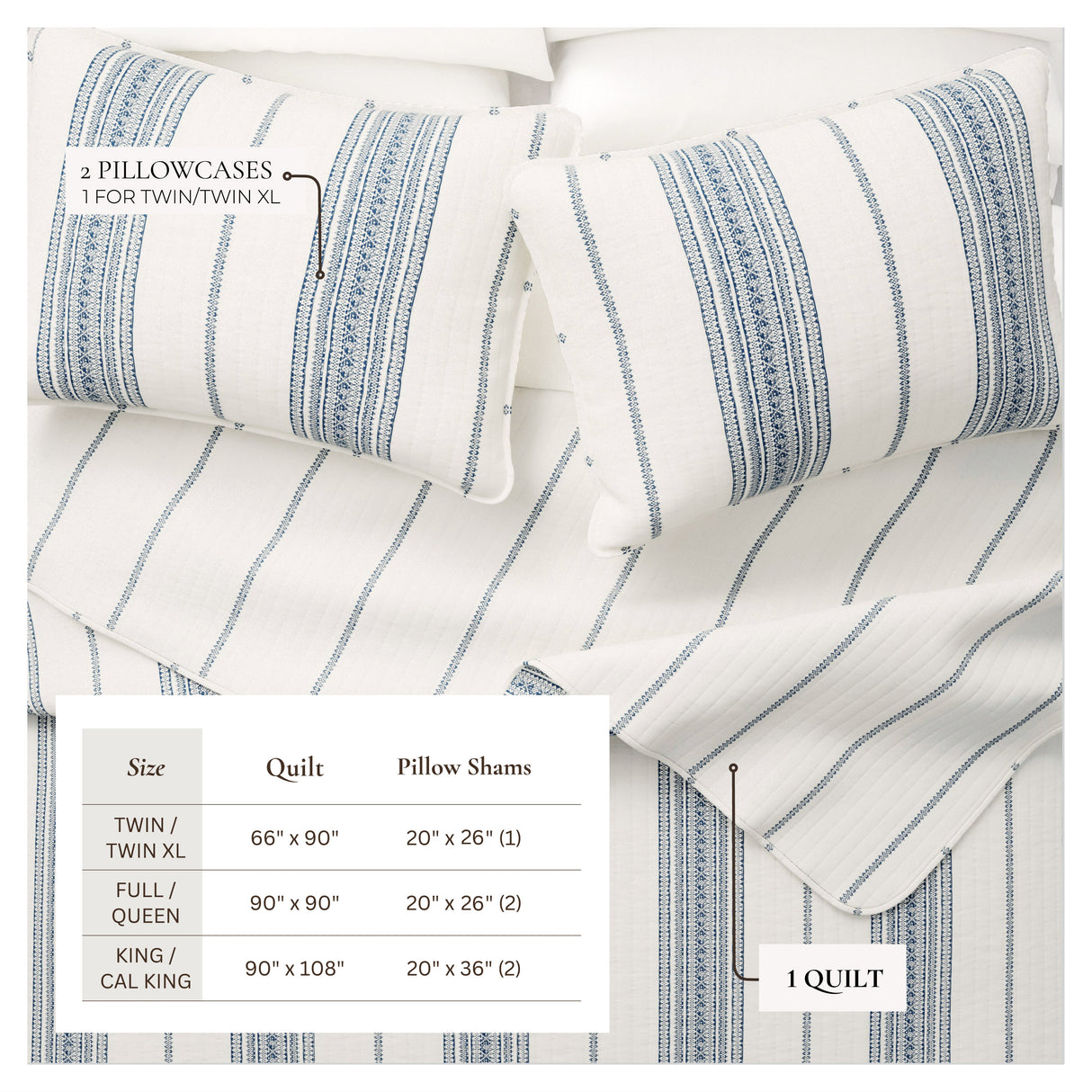 3-Piece Stripe Quilt - Wesley Collection