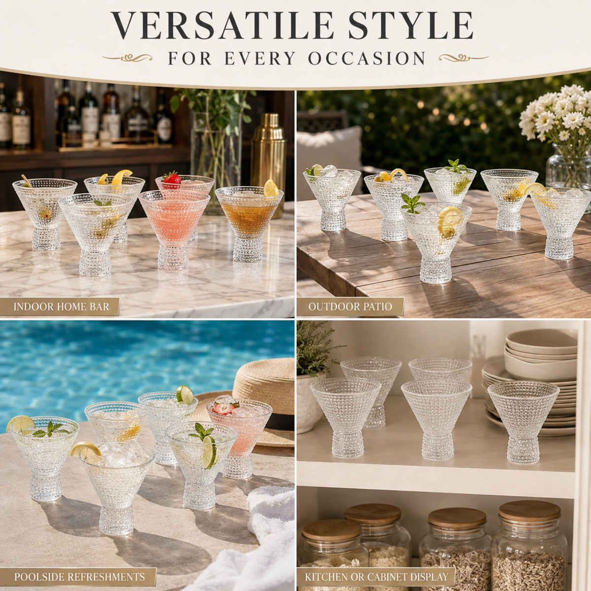 Khen Site Barcelona Acrylic Martini Hobnail Glassware - view 6