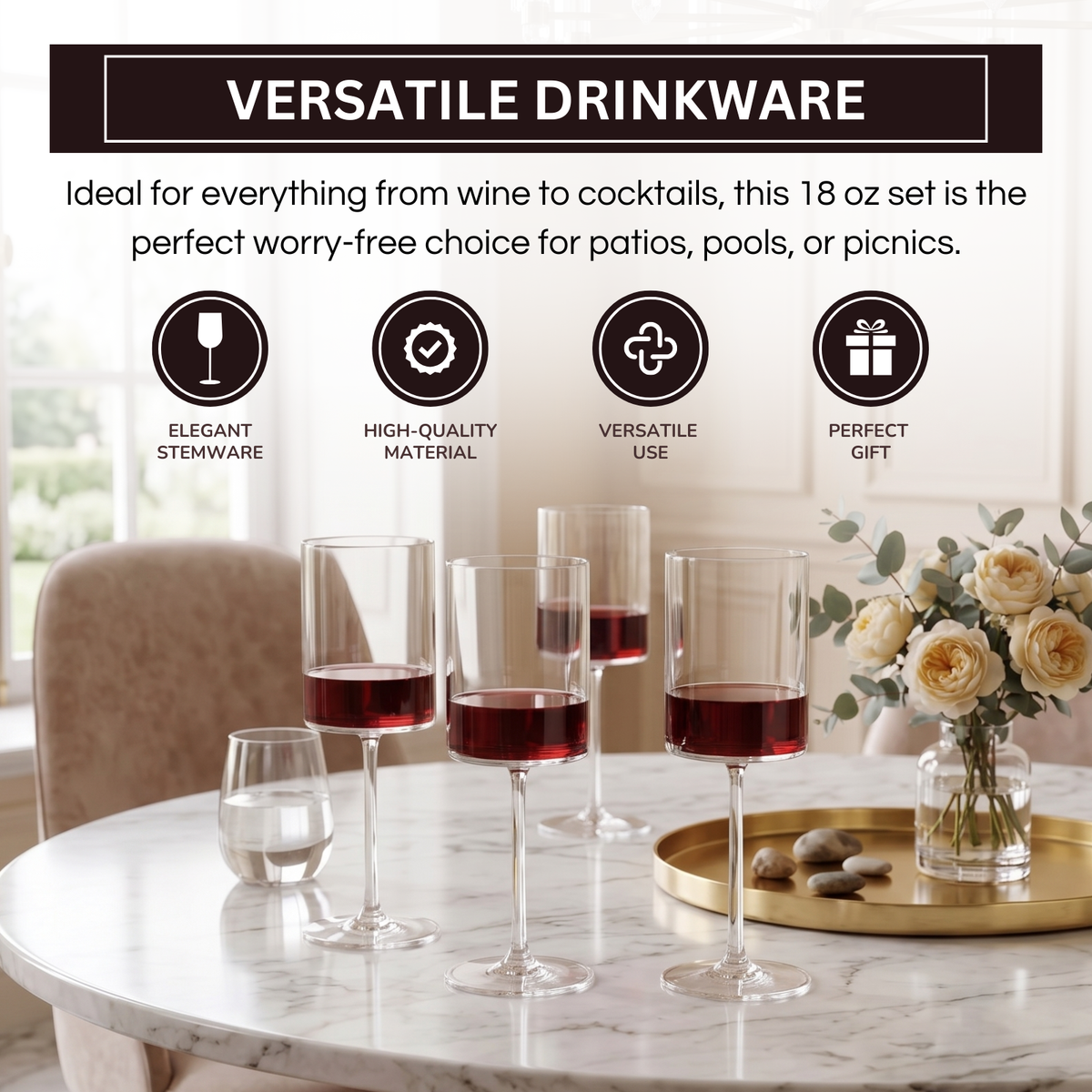 Khen Site Barcelona Acrylic Stemmed Wine Glassware - view 4