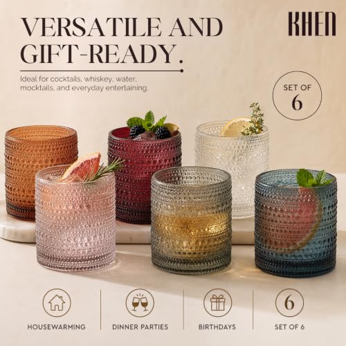 Khen Site Beaded Hobnail Tumbler Drinking Glasses Set - view 7