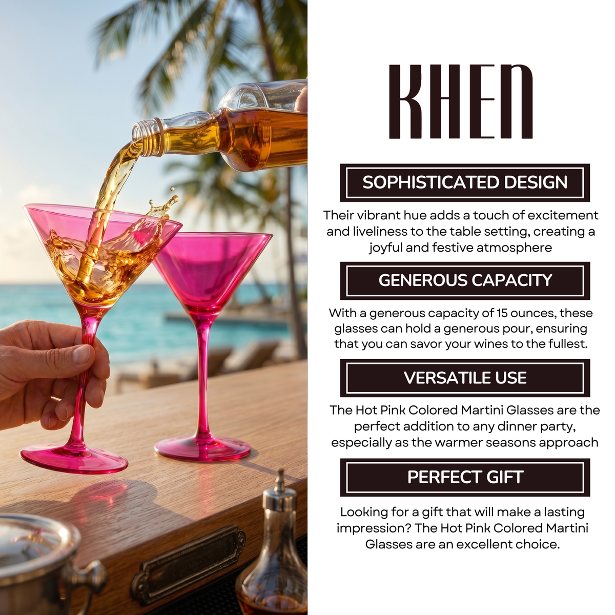 Khen Site Chica Martini Cocktail Glassware - view 5