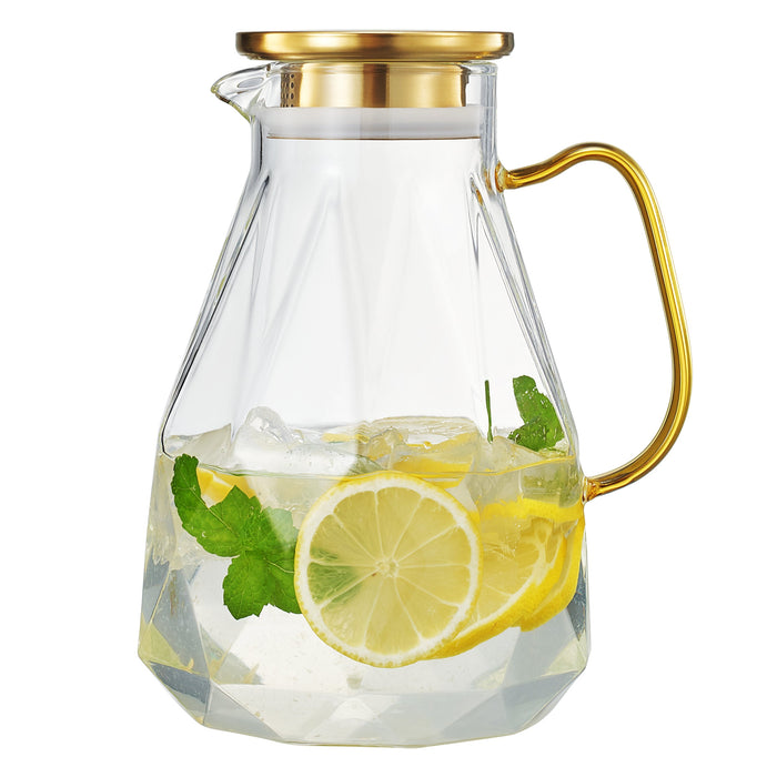 Classica Pitcher Glassware with a Gold Lid & Handle | Khen Site
