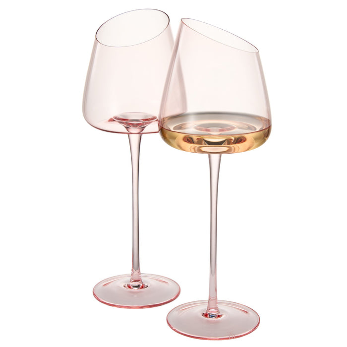 Colosseum Stemmed Wine Glassware, Set of 2 - Pink | Khen Site