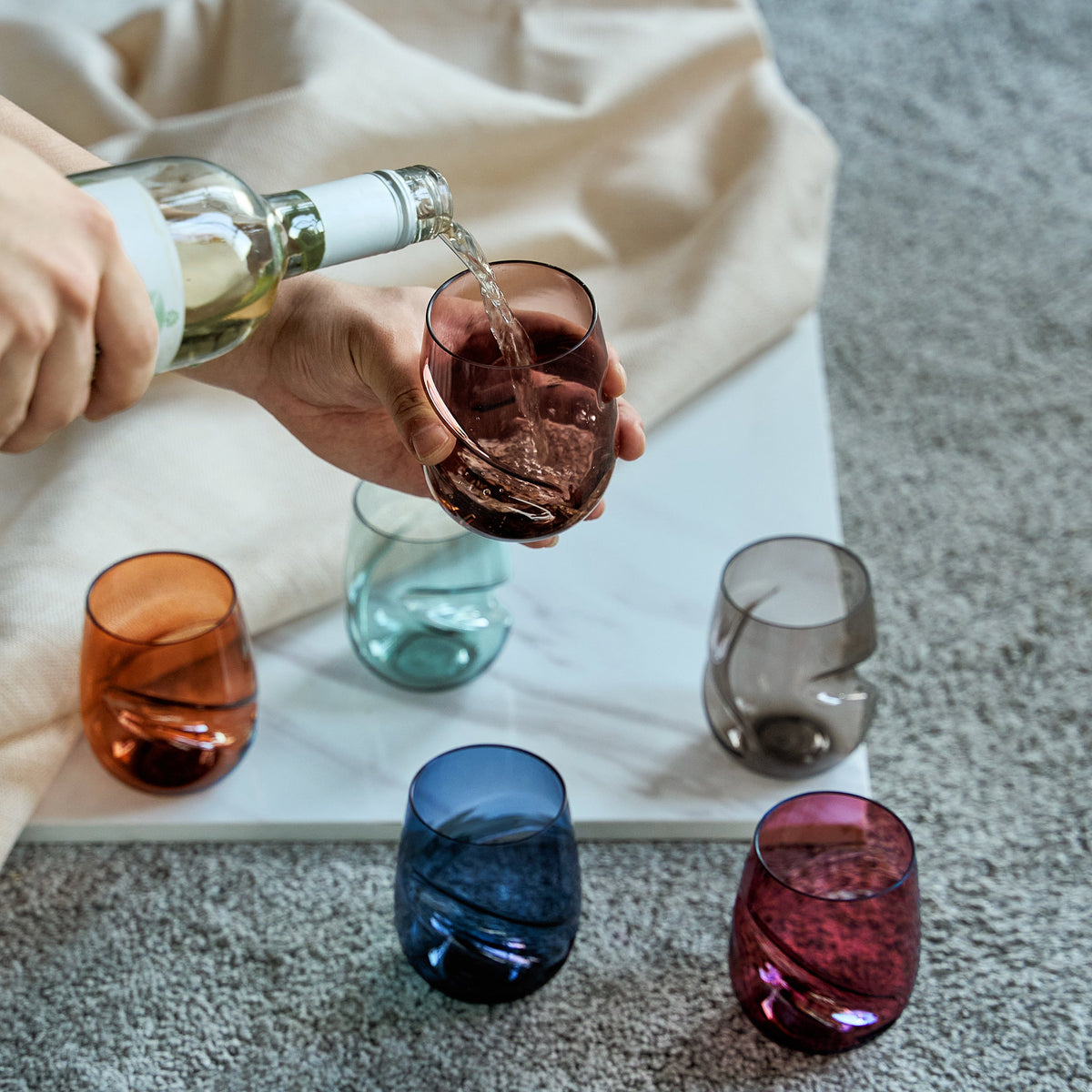 Khen Site Eze Acrylic Stemless Finger-Indent Wine Glassware - view 2