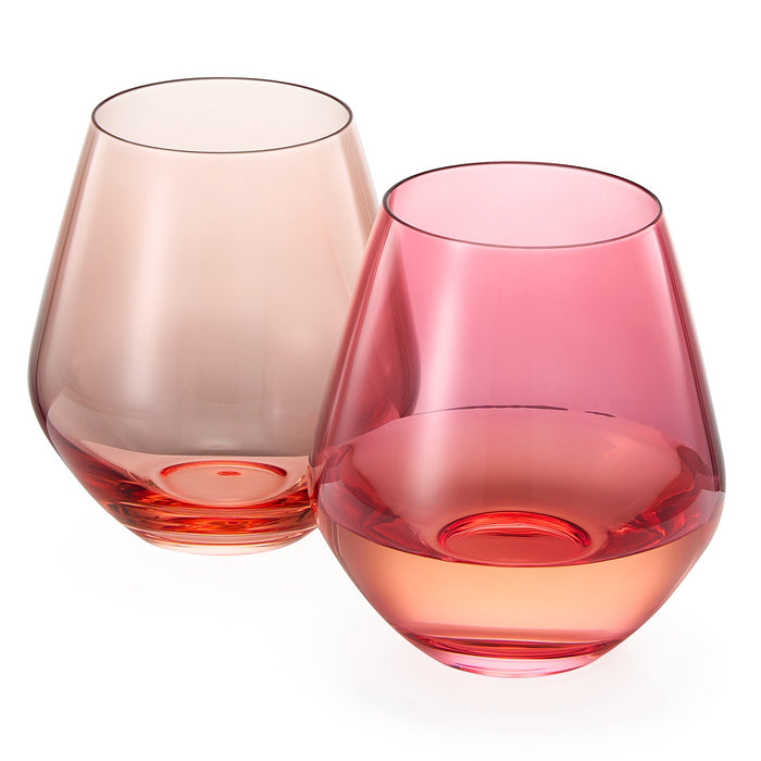 Flora Stemless Wine Glassware, Set of 2 | Khen Site