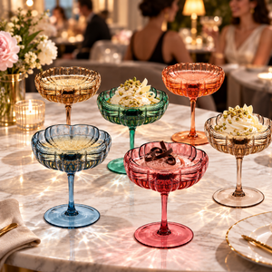 Khen Site Flower Coupe Cocktail Colored Glasses - view 3