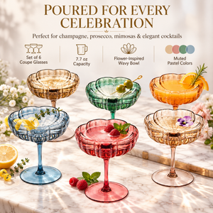 Khen Site Flower Coupe Cocktail Colored Glasses - view 5