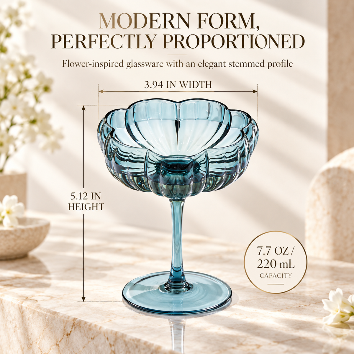 Khen Site Flower Coupe Cocktail Colored Glasses - view 8