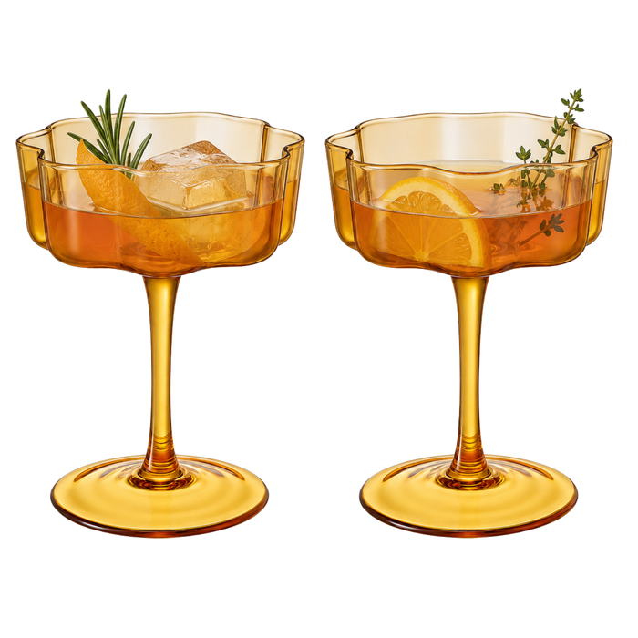 Khen Site Flower Wave Coupe Cocktail Colored Glasses