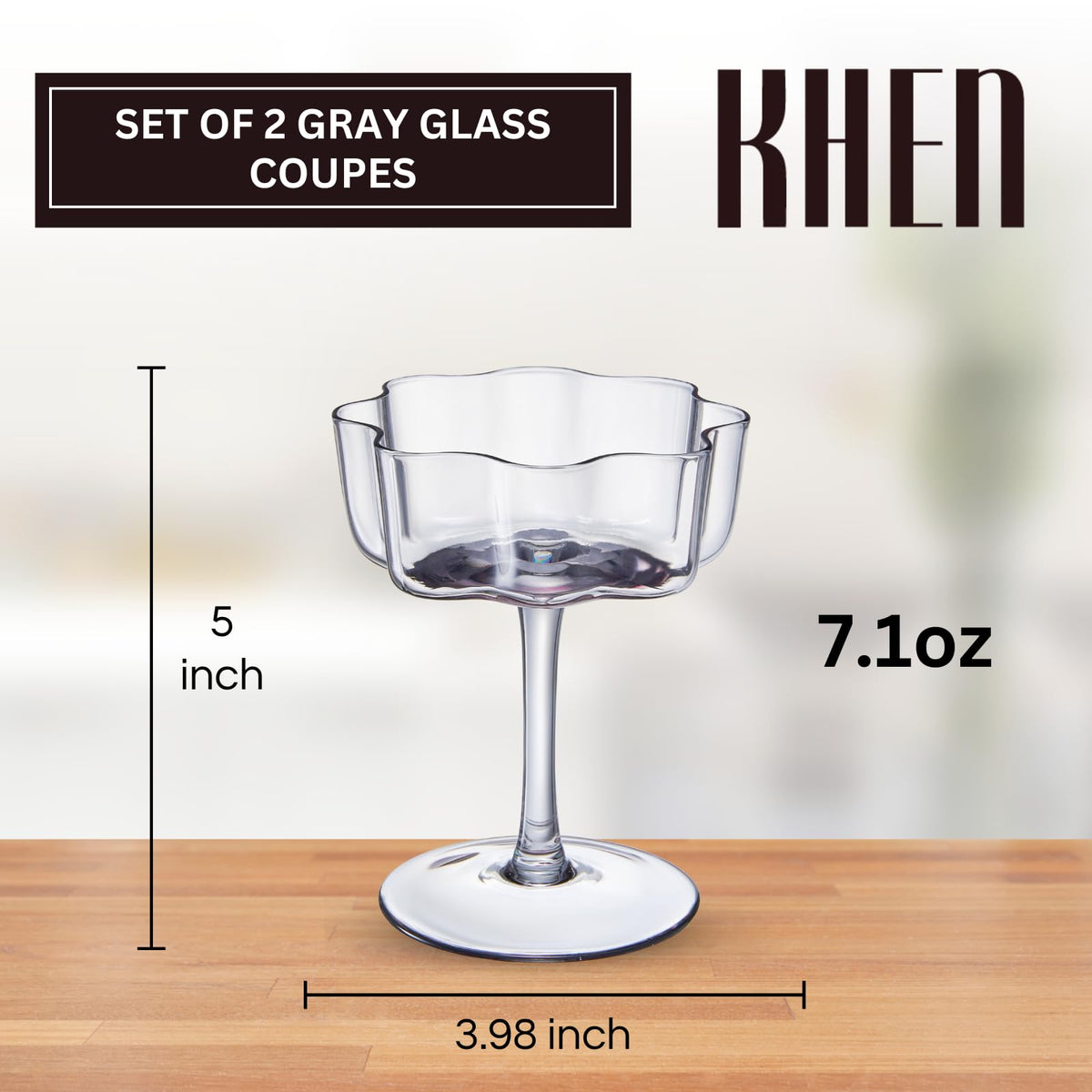 Khen Site Flower Wave Coupe Cocktail Colored Glasses - view 2