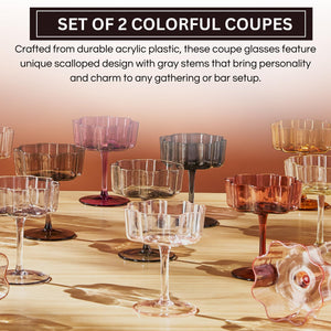 Khen Site Flower Wave Coupe Cocktail Colored Glasses - view 3