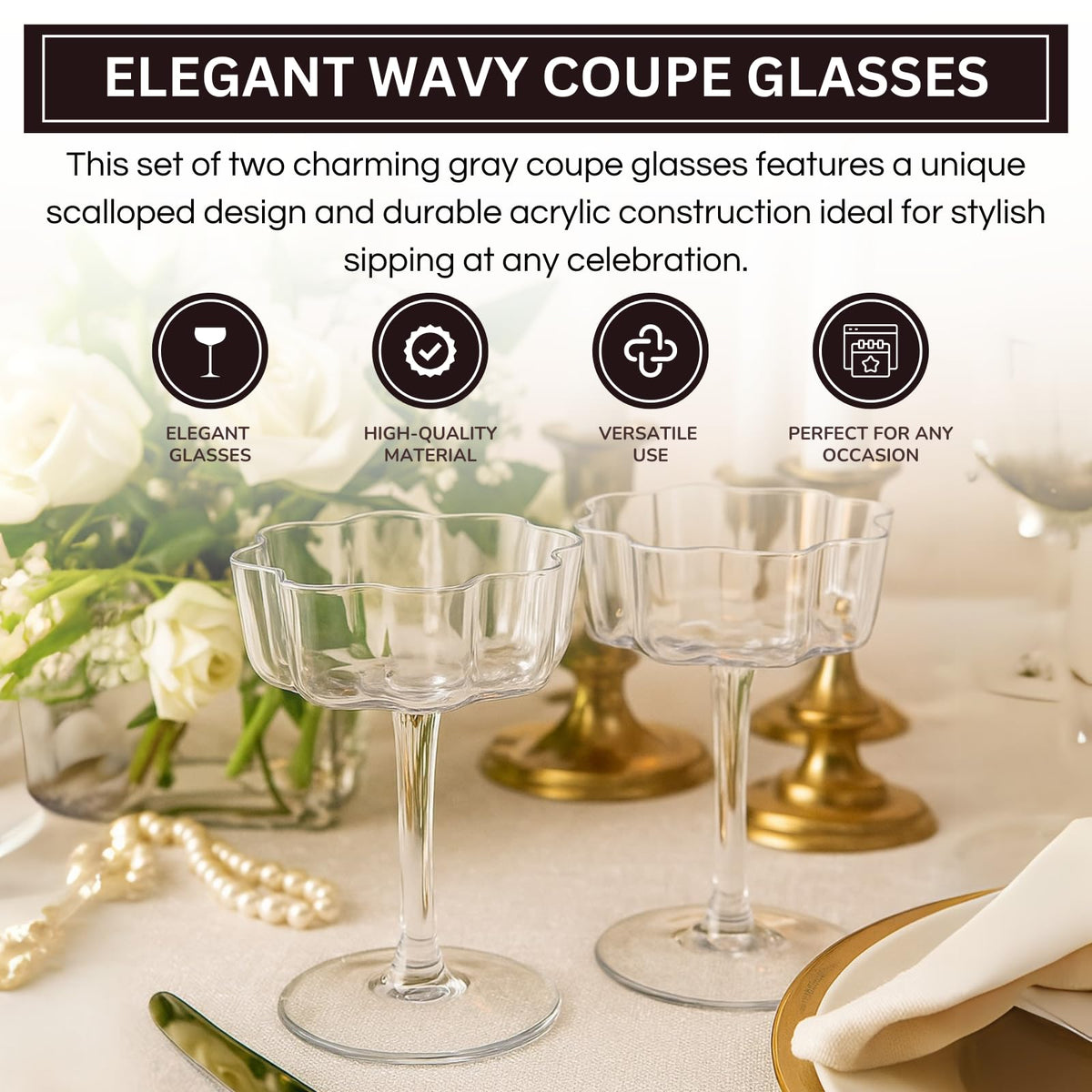 Khen Site Flower Wave Coupe Cocktail Colored Glasses - view 4