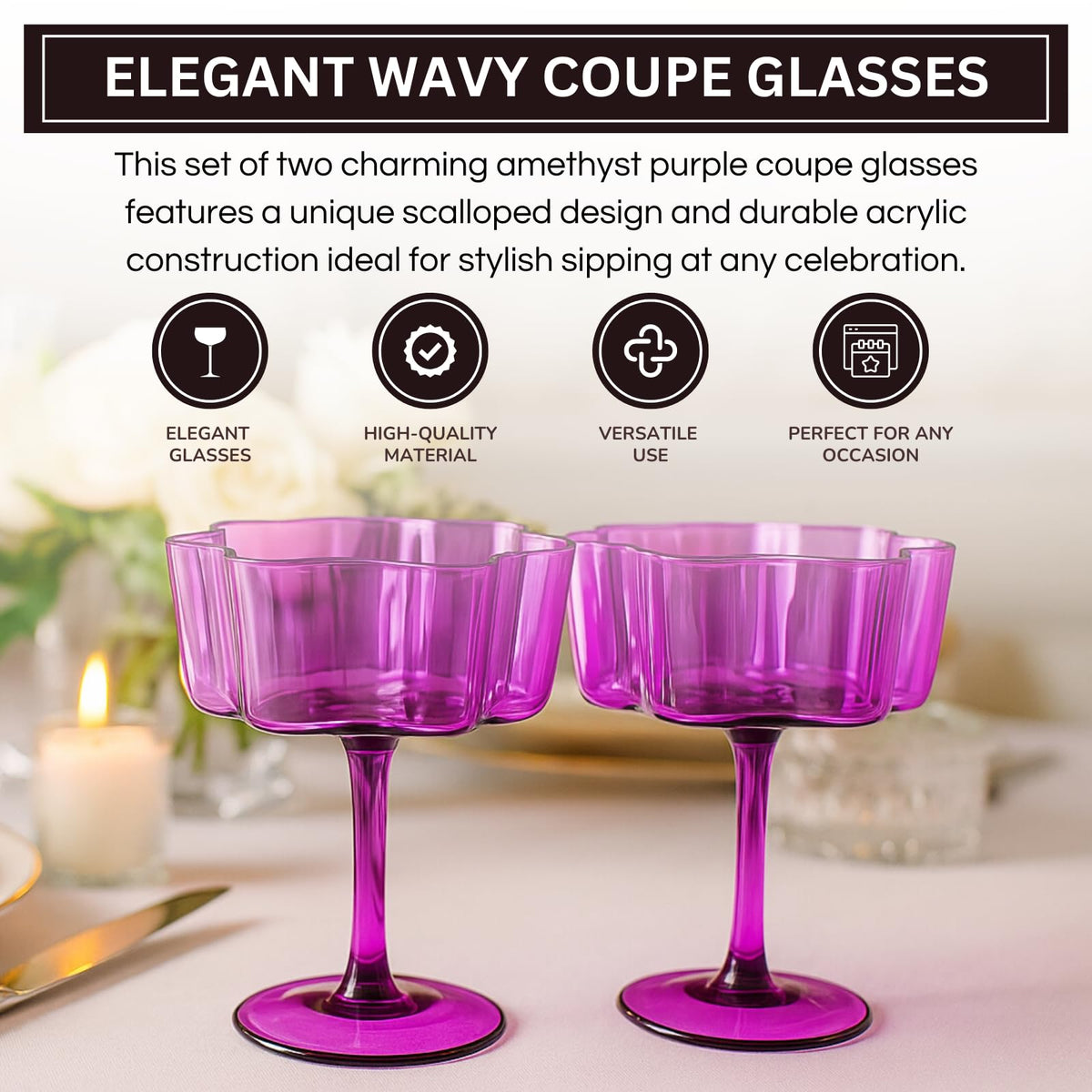 Khen Site Flower Wave Coupe Cocktail Colored Glasses - view 4