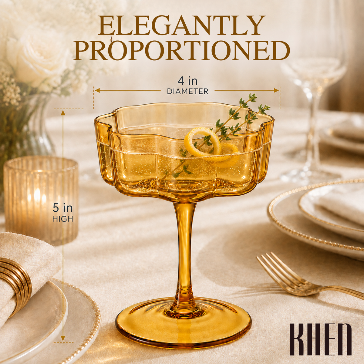 Khen Site Flower Wave Coupe Cocktail Colored Glasses - view 5