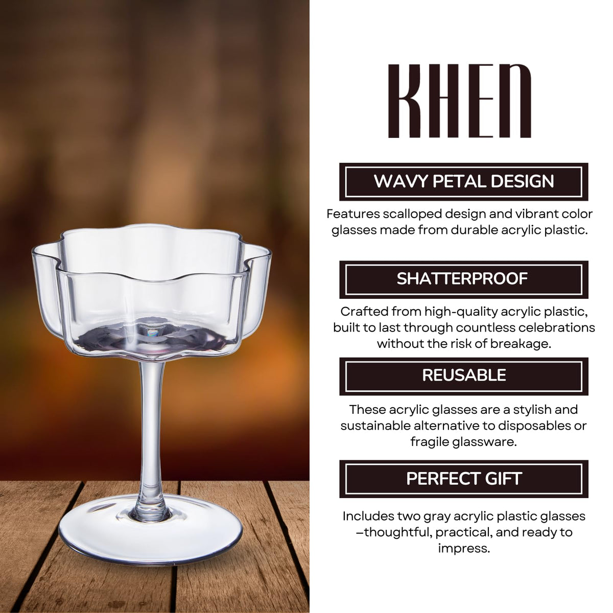 Khen Site Flower Wave Coupe Cocktail Colored Glasses - view 5