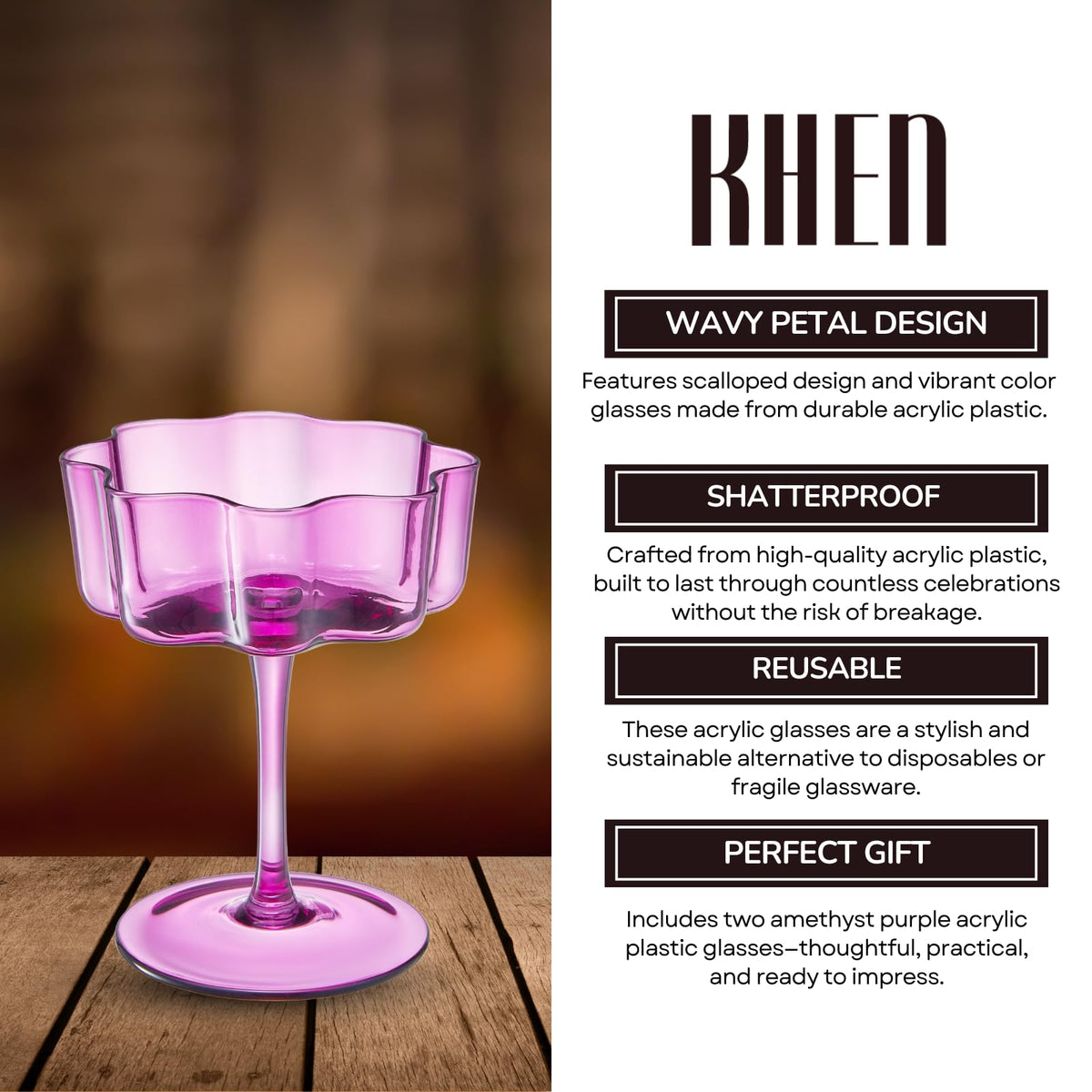Khen Site Flower Wave Coupe Cocktail Colored Glasses - view 6