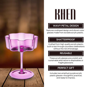 Khen Site Flower Wave Coupe Cocktail Colored Glasses - view 6