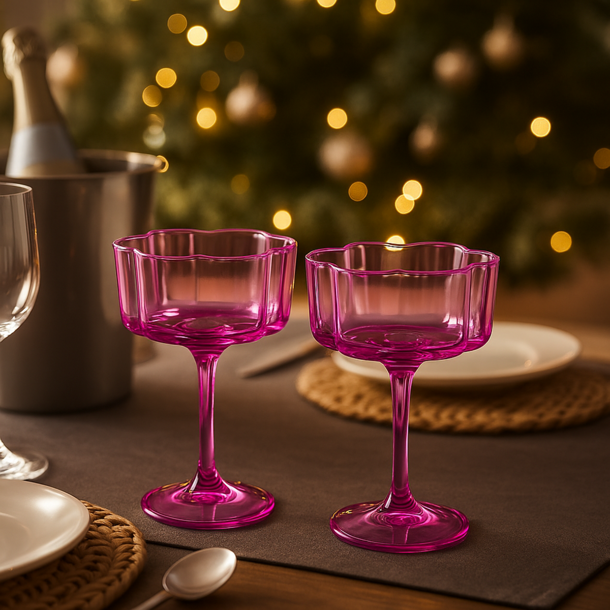 Khen Site Flower Wave Coupe Cocktail Colored Glasses - view 7