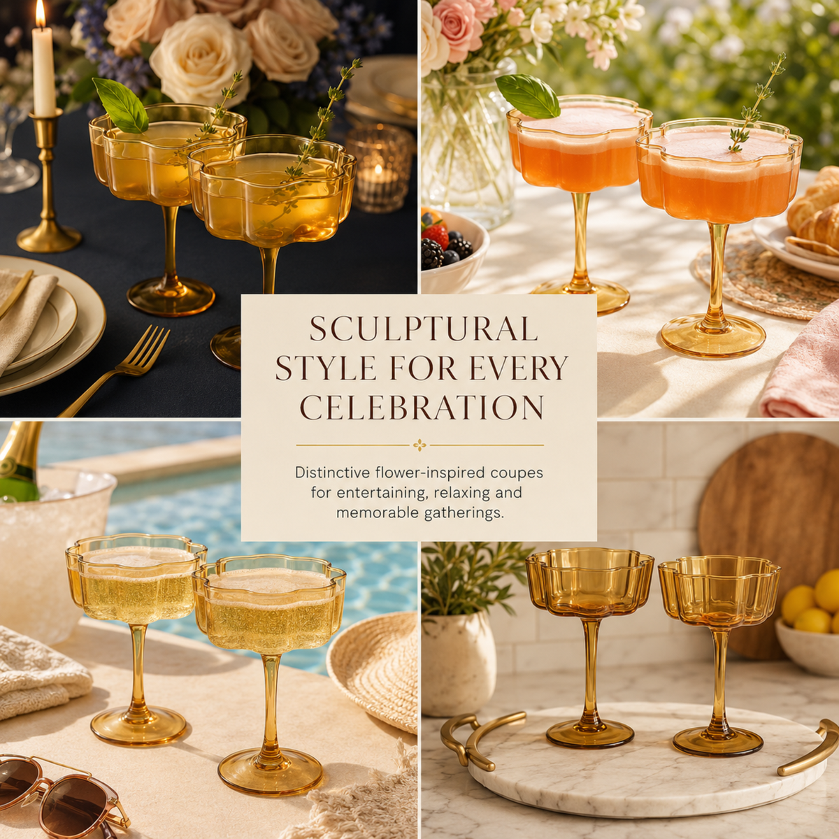 Khen Site Flower Wave Coupe Cocktail Colored Glasses - view 9
