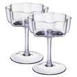 Flower Wave Coupe Cocktail Colored Glasses | Set of 2 | Grey | Khen Site