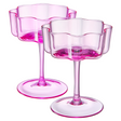 Flower Wave Coupe Cocktail Colored Glasses | Set of 2 | Hot Pink & Blush | Khen Site