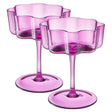Flower Wave Coupe Cocktail Colored Glasses | Set of 2 | Amethyst Purple | Khen Site