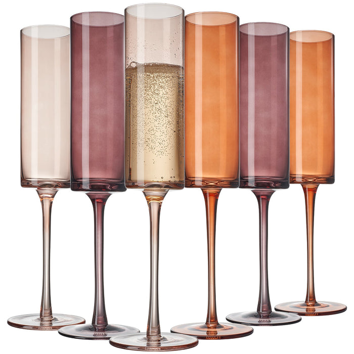 Fortuna Champagne Flute Glassware, Set of 6 | Khen Site