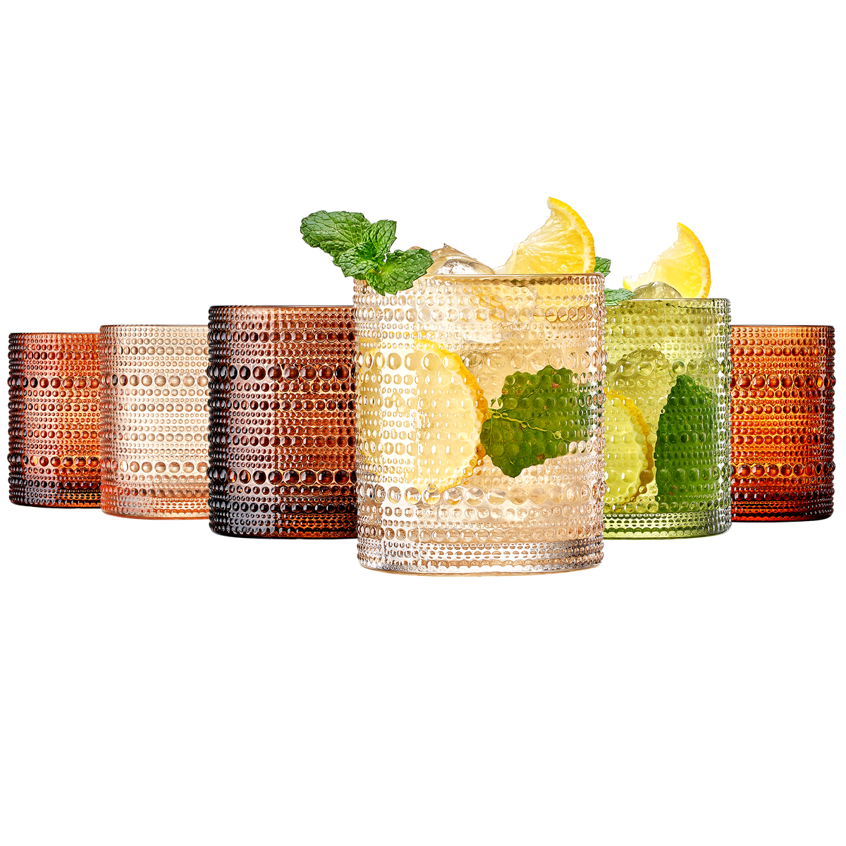 Fortuna Hobnail Lowball Glassware, Set of 6 | Khen Site