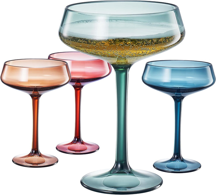 Khen Colored Acrylic Coupe Glasses – Set of 4 Stemmed 8 oz Cocktail Glasses in Muted Tones – Shatterproof, Reusable Drinkware for Martinis, Champagne, and Special Occasions | Khen Site