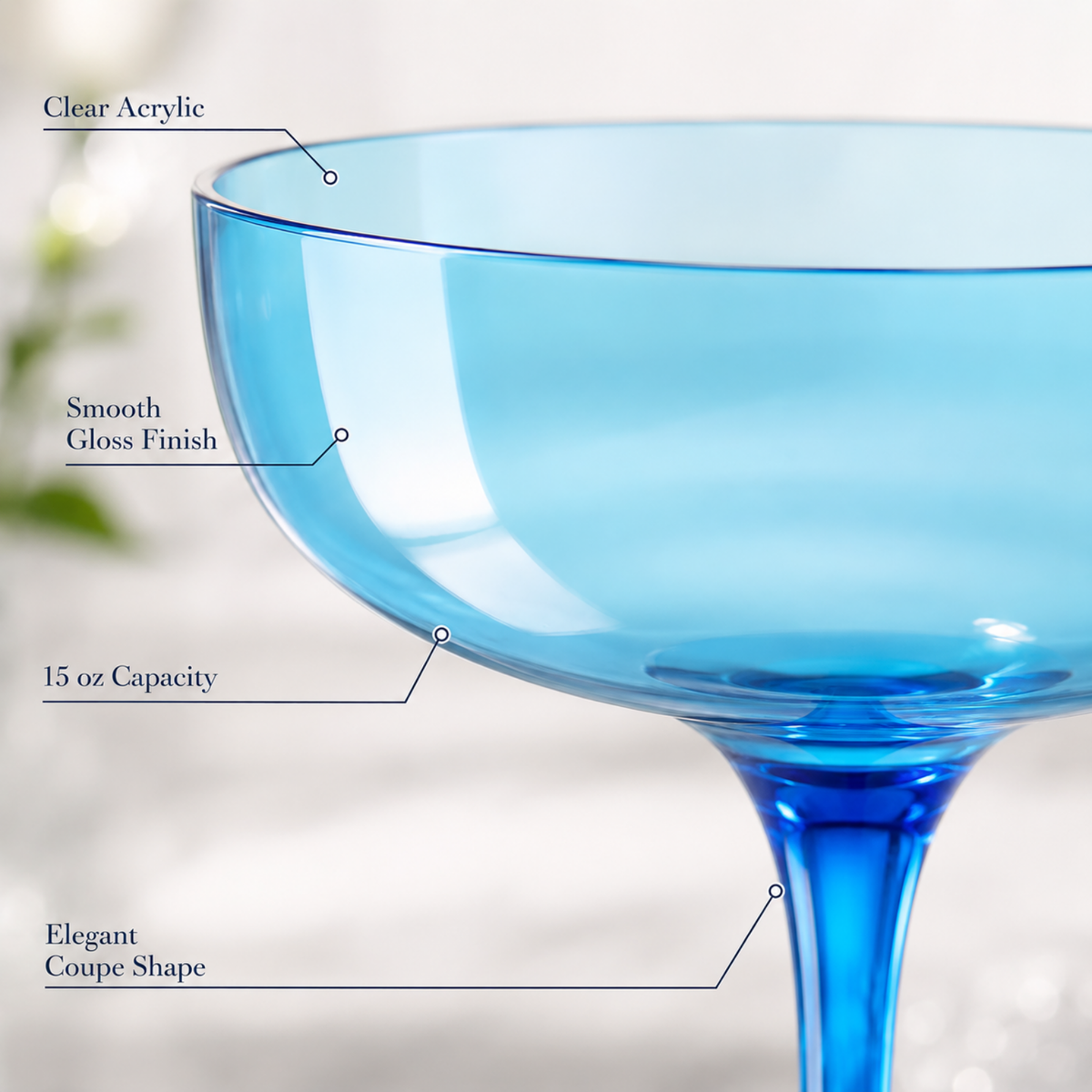 Khen Site Madrid Acrylic Champagne Coupe Cocktail Glassware - view 5