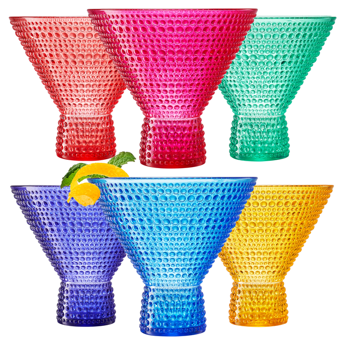 Madrid Acrylic Martini Hobnail Glassware, Set of 6 | Khen Site