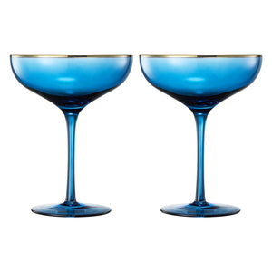 Palazzo Champagne Coupe, Cocktail Glassware, Set of 2, Blue | Khen Site