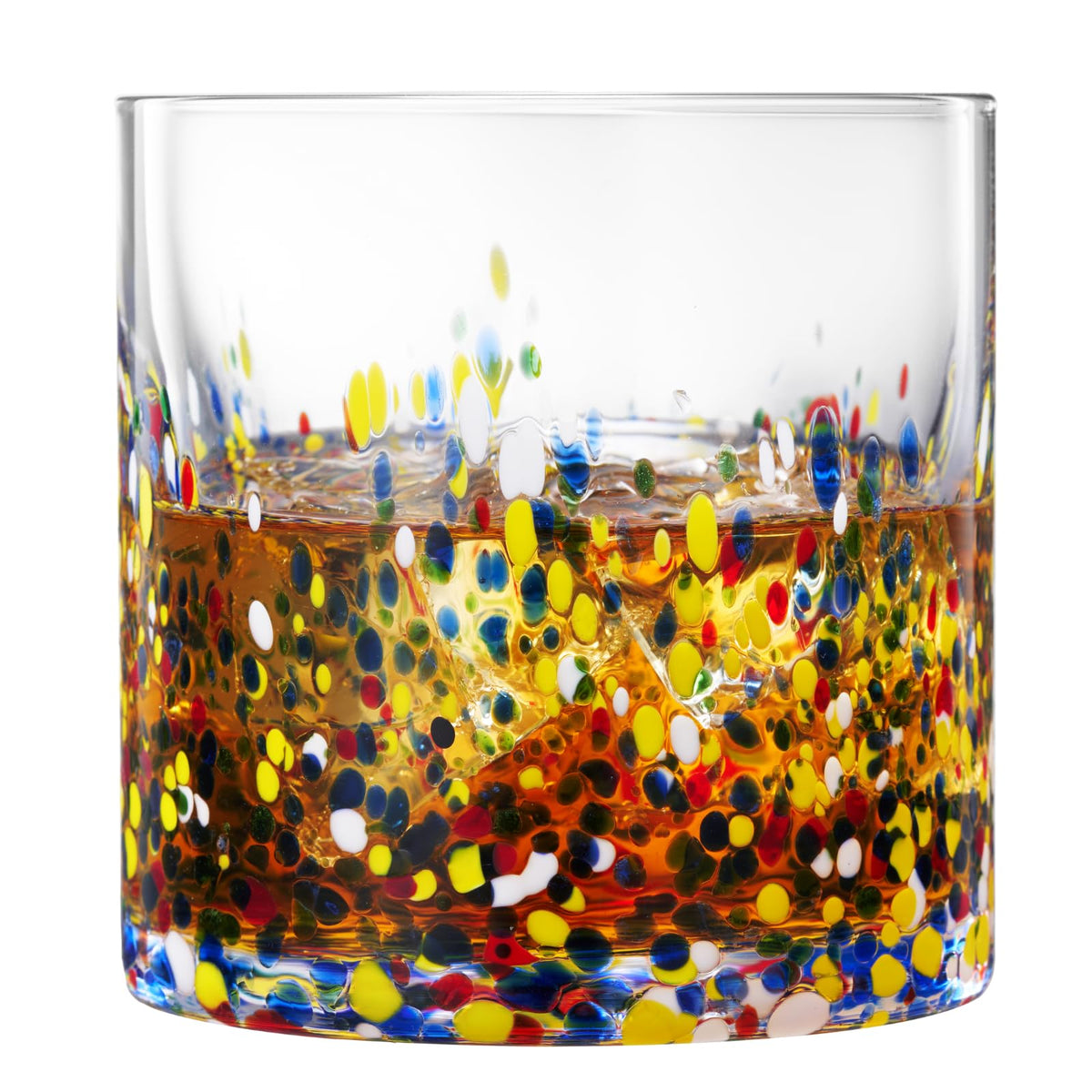 The Wine Savant Mexican Style Glass Hand Blown Colorful Artisan Design Glass Barware DOF Glassware - Confetti Rock | Khen Site