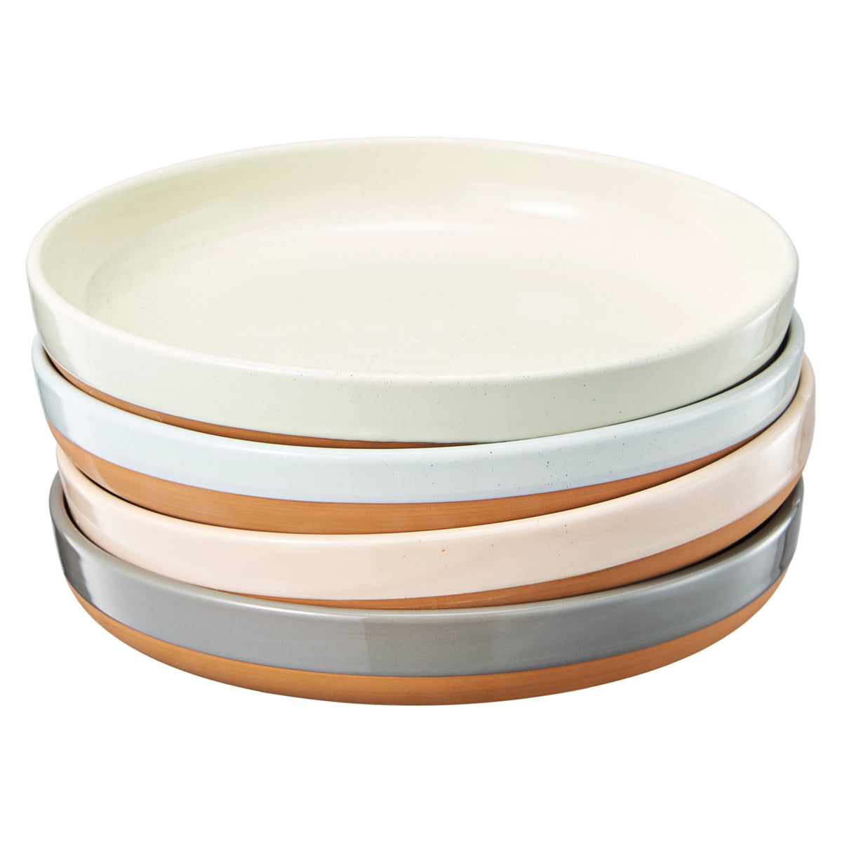 Tonal Ceramic Flat Bowls, Set of 4 | Khen Site