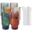 Tonal Collins Highball Glassware, Set of 6 with 6 Glass Straws & Cleaner | Khen Site