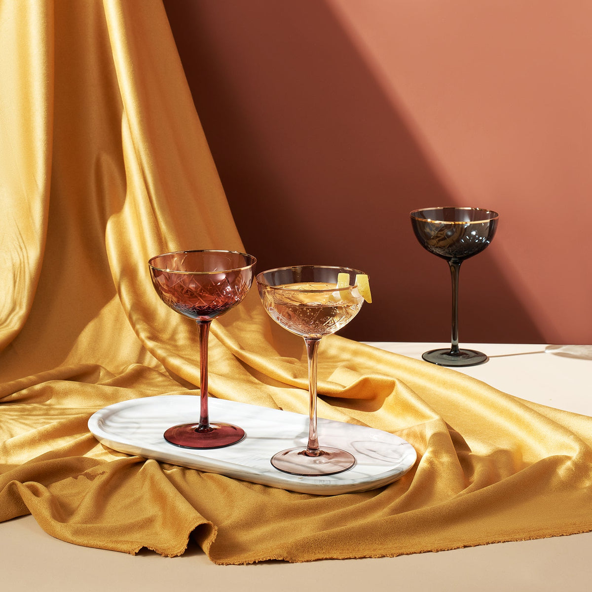 Khen Site Tonal Gold Rim Champagne Coupe - view 3
