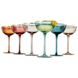 Tonal Gold Rim Champagne Coupe, Cocktail Glassware, Set of 6 | Khen Site