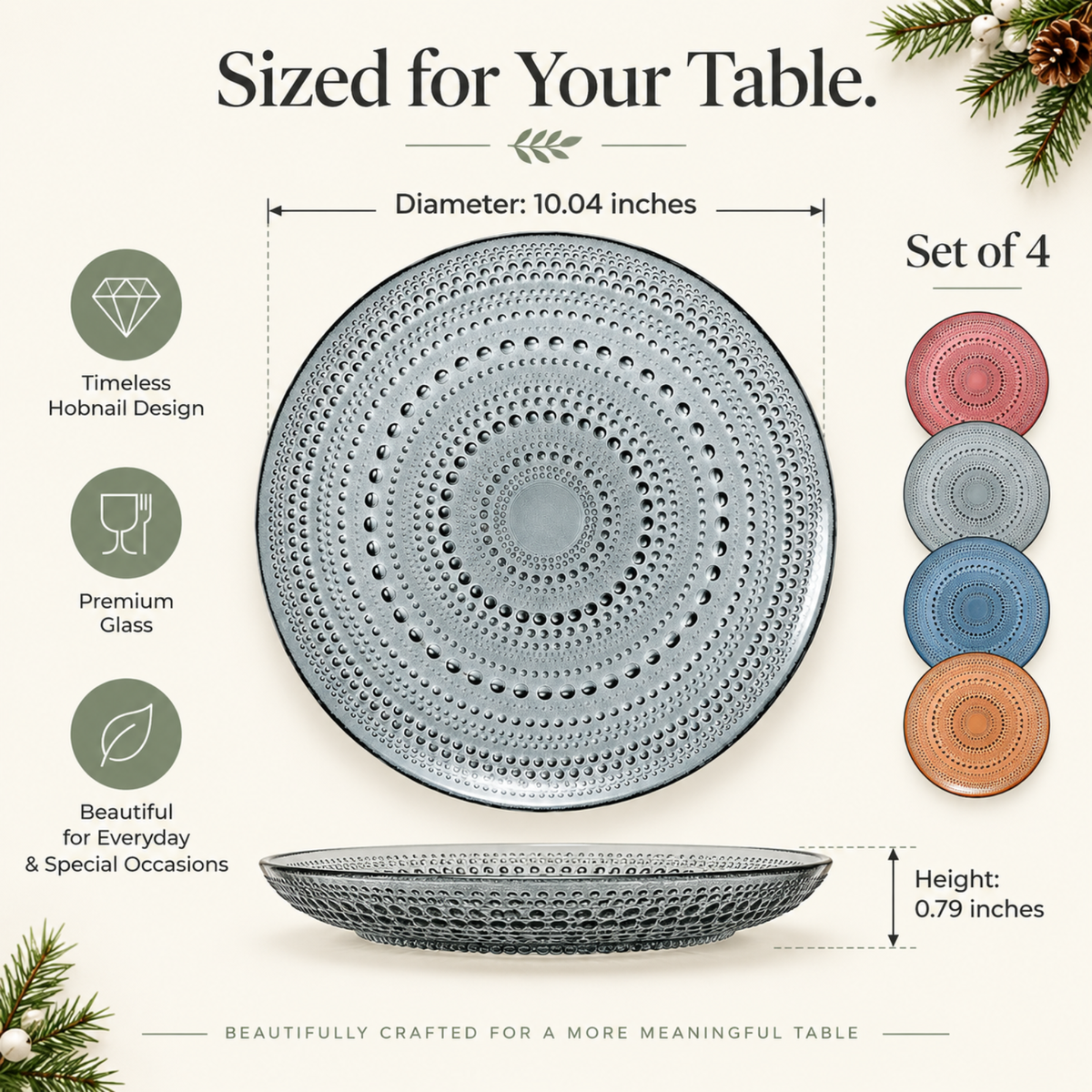 Khen Site Tonal Hobnail Glass Plate - view 8
