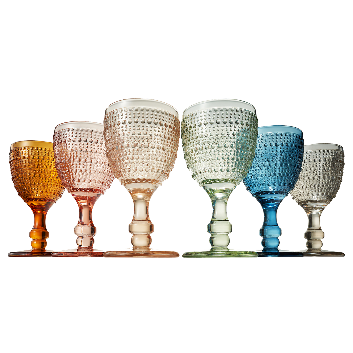 Tonal Hobnail Goblet, Stemmed Wine Glassware, Set of 6 | Khen Site