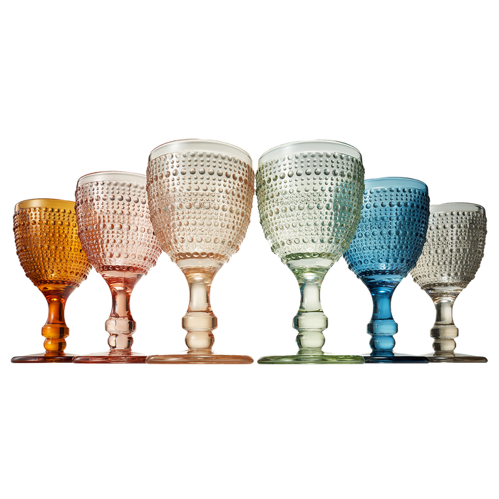 Tonal Hobnail Goblet, Stemmed Wine Glassware, Set of 6 | Khen Site