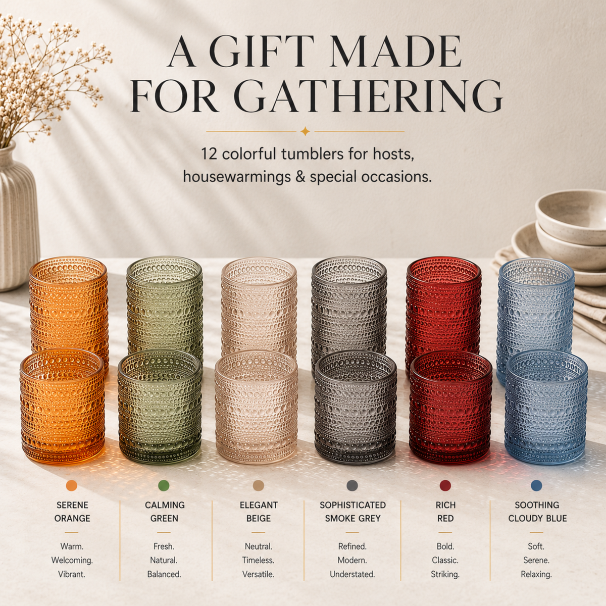 Khen Site Tonal Hobnail Highball & Lowball Glassware - view 5