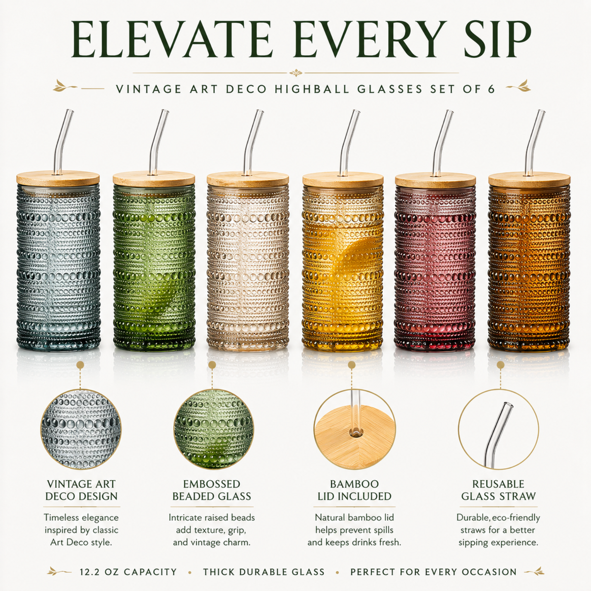 Khen Site Tonal Hobnail Highball Glassware - view 2
